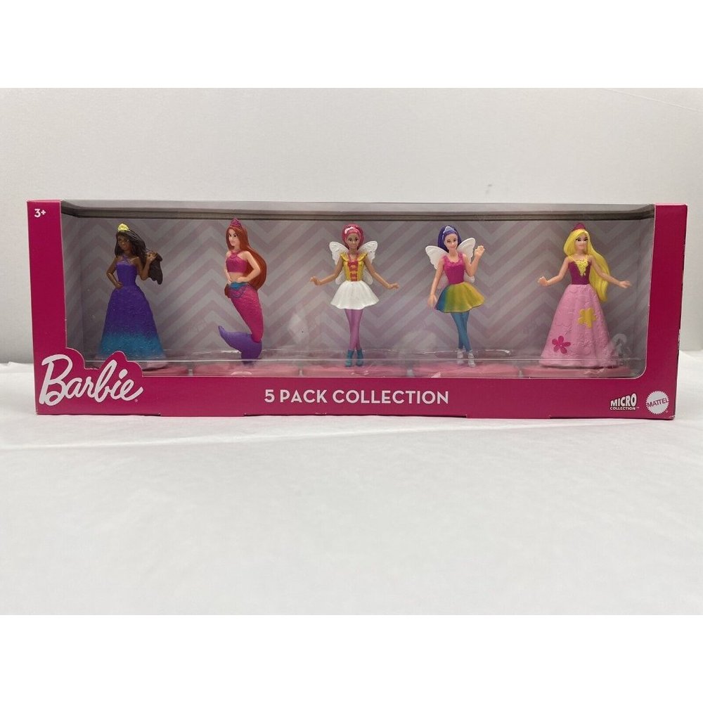 BARBIE Mattel 5 Pc Micro Collection-Fairy, Mermaid  & Princess 3”